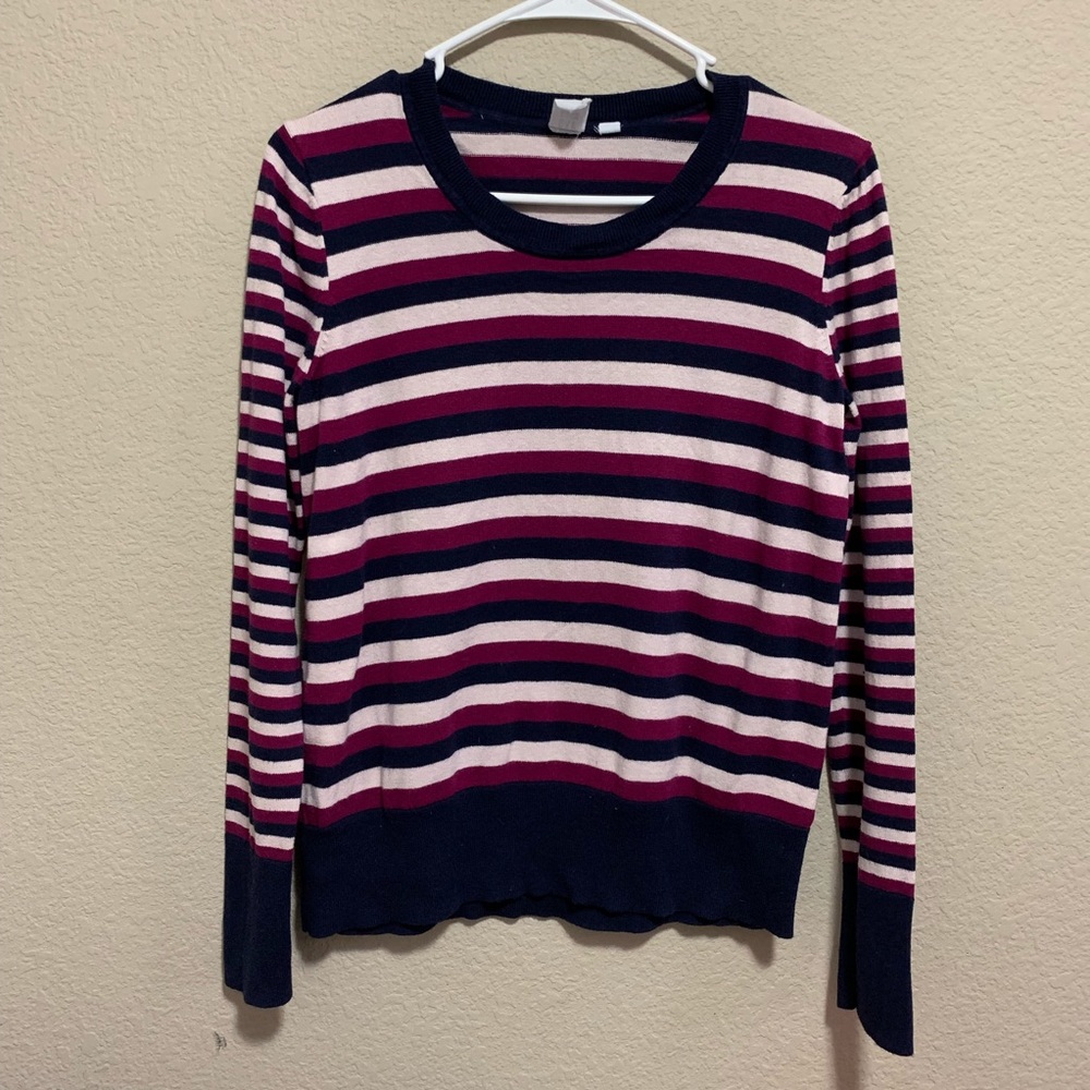 Banana Republic maroon navy striped sweater.